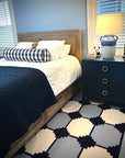 Navy & White Flatweave Dhurrie Rug