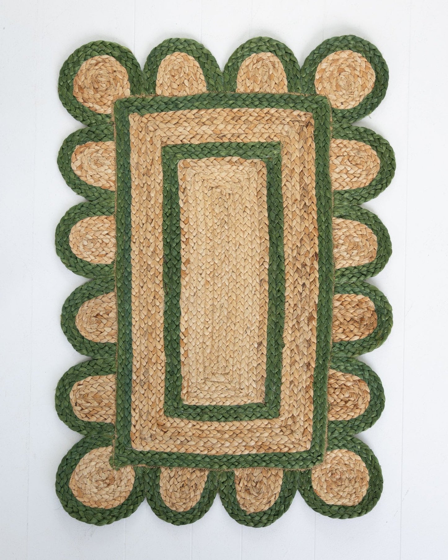 Forrest Green Scalloped Jute Rug (in stock)