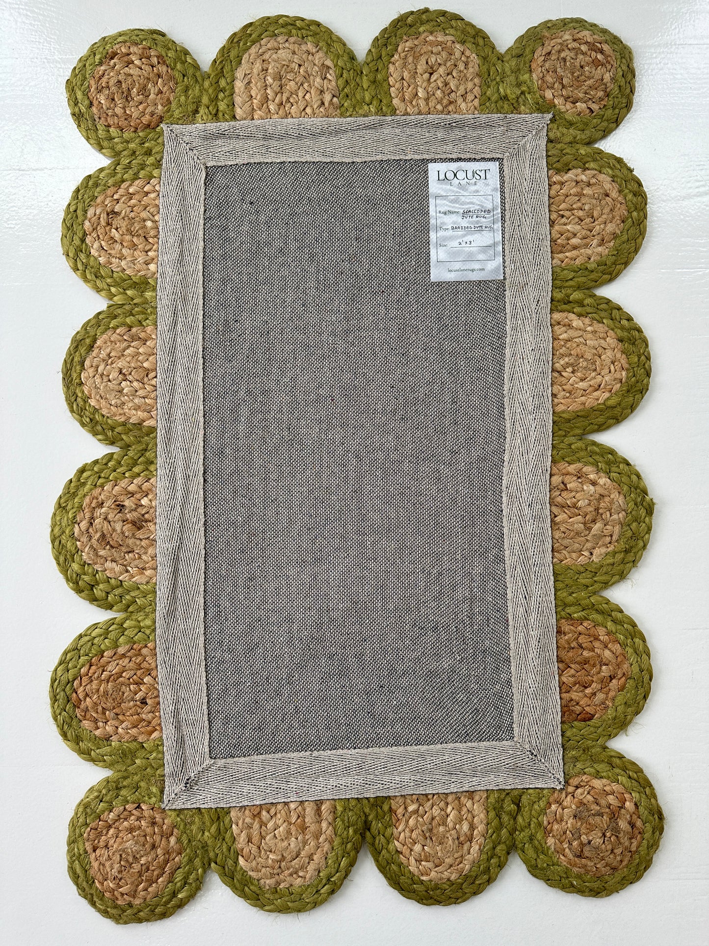 Grass Green Scalloped Jute Mini Rug (ready to ship)