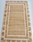 Pink Palm Scalloped Edge Jute & Wool Combo Rug