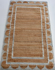 Stone Blue Scalloped Edge Jute & Wool Combo Rug