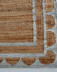 Stone Blue Scalloped Edge Jute & Wool Combo Rug