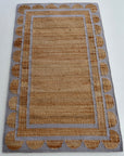 French Lilac Scalloped Edge Jute & Wool Combo Rug