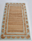 Seacliff Blue Scalloped Edge Jute & Wool Combo Rug