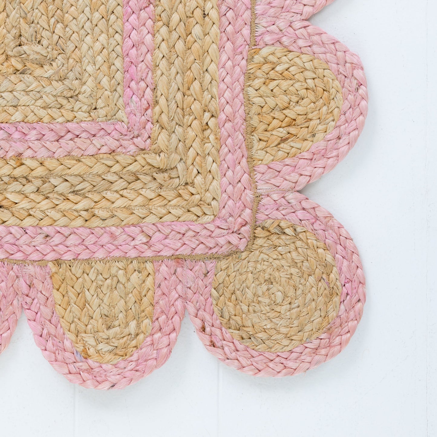 Bright Pink Scalloped Jute Rug (in stock)