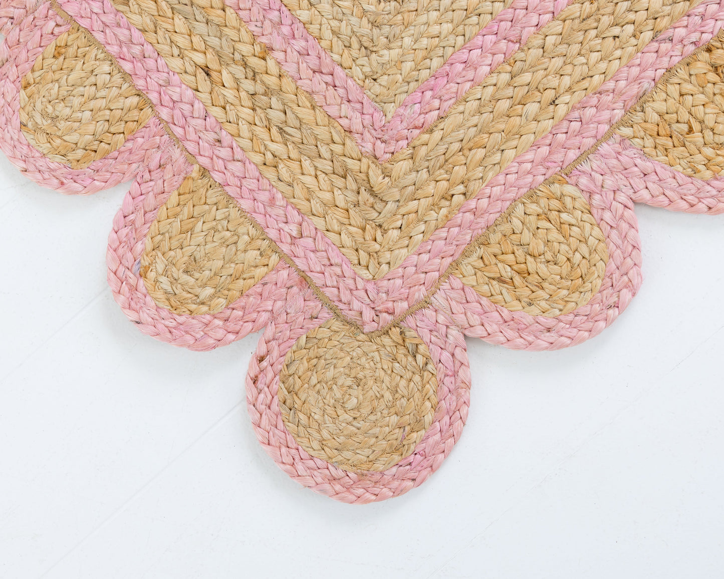 Bright Pink Scalloped Jute Rug (in stock)