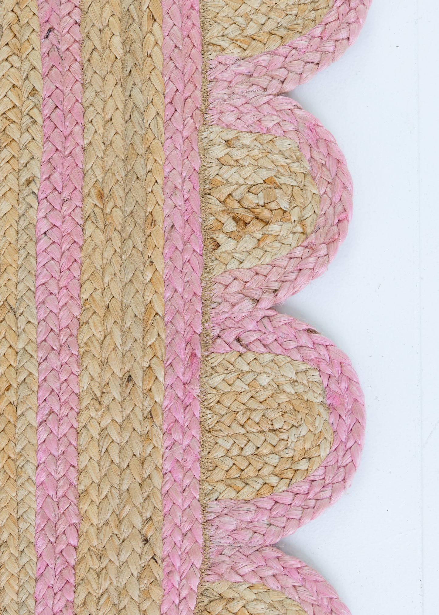 Bright Pink Scalloped Jute Rug (in stock)
