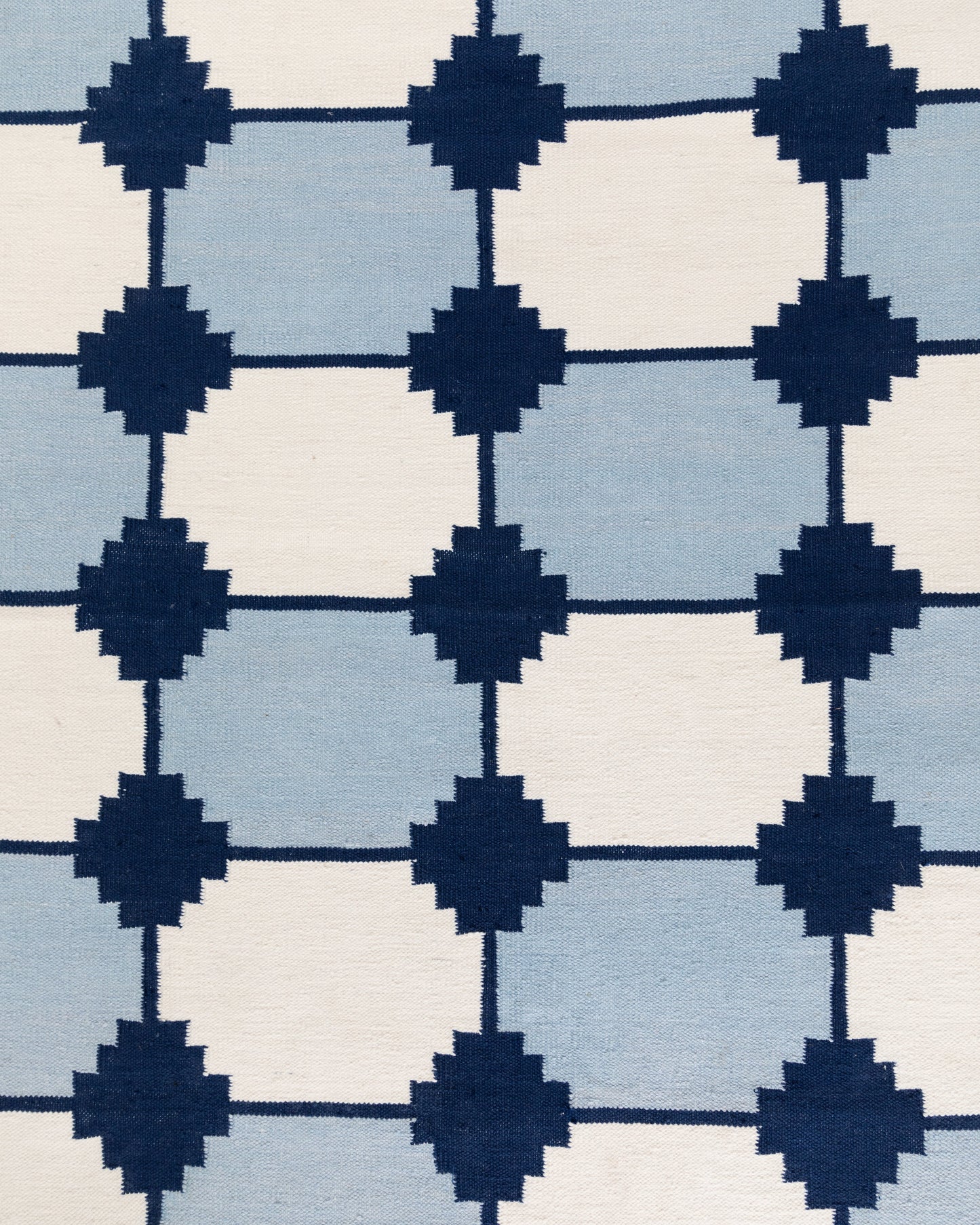 Navy & White Flatweave Dhurrie Rug