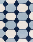 Navy & White Flatweave Dhurrie Rug