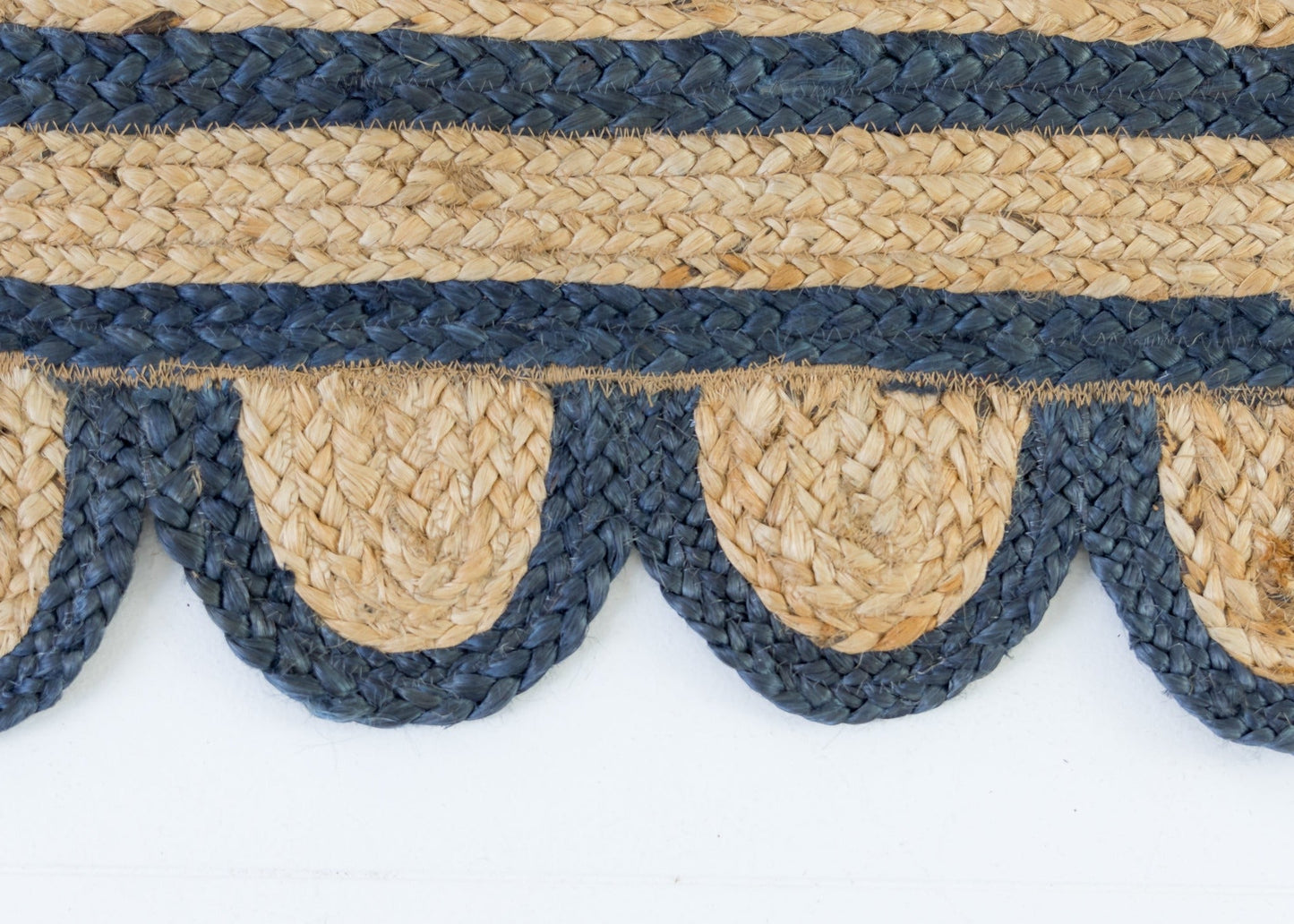 Navy Scalloped Jute Mini Rug