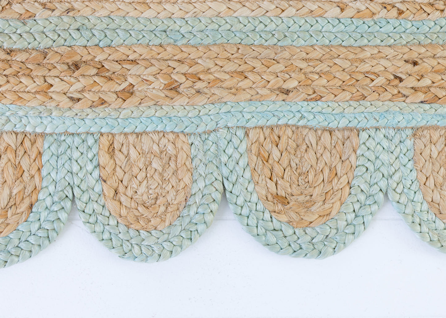 Sea Blue Scalloped Jute Mini Rug (ready to ship)