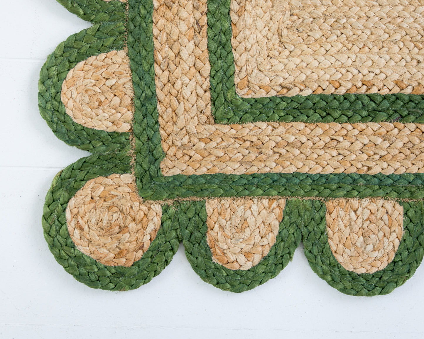 Forrest Green Scalloped Jute Rug (in stock)