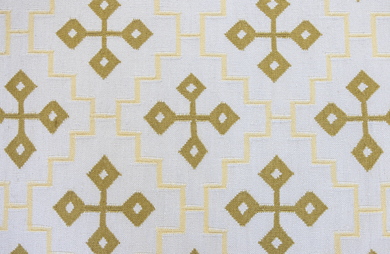 Butter Yellow Cross Flatweave Dhurrie Rug (ready to ship)