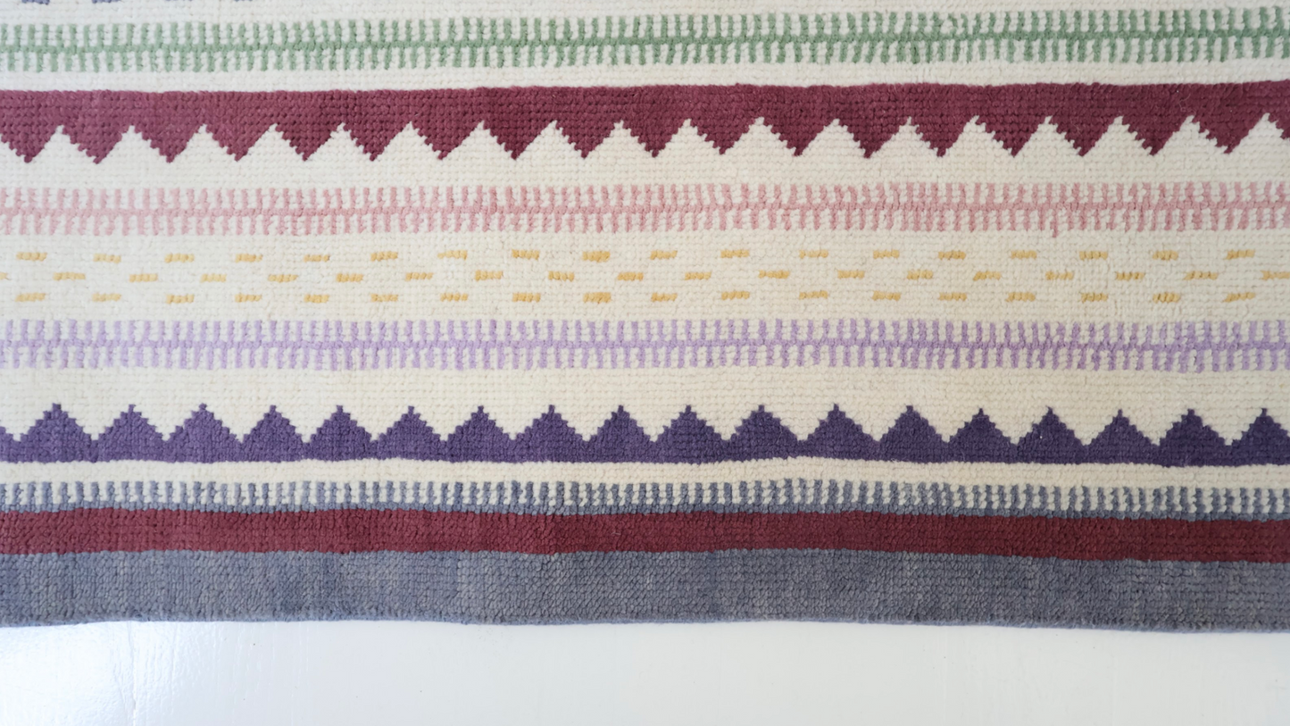 Hand-knotted 100% wool rug featuring multi-color stripes and zigzag pattern – Heritage Stripe Multi Rug by Locust Lane Rugs