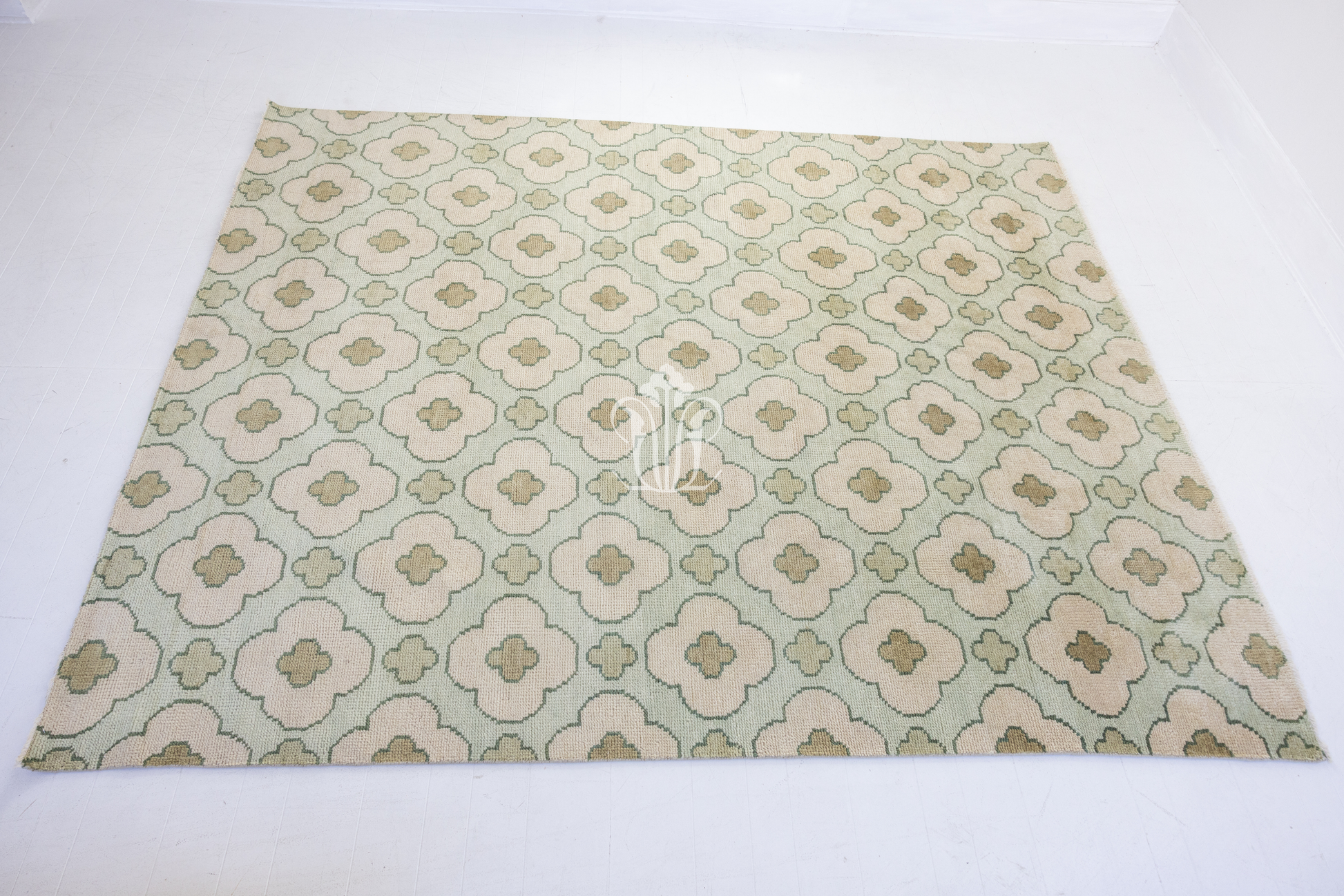 Patterned fabric with a floral design on a white background