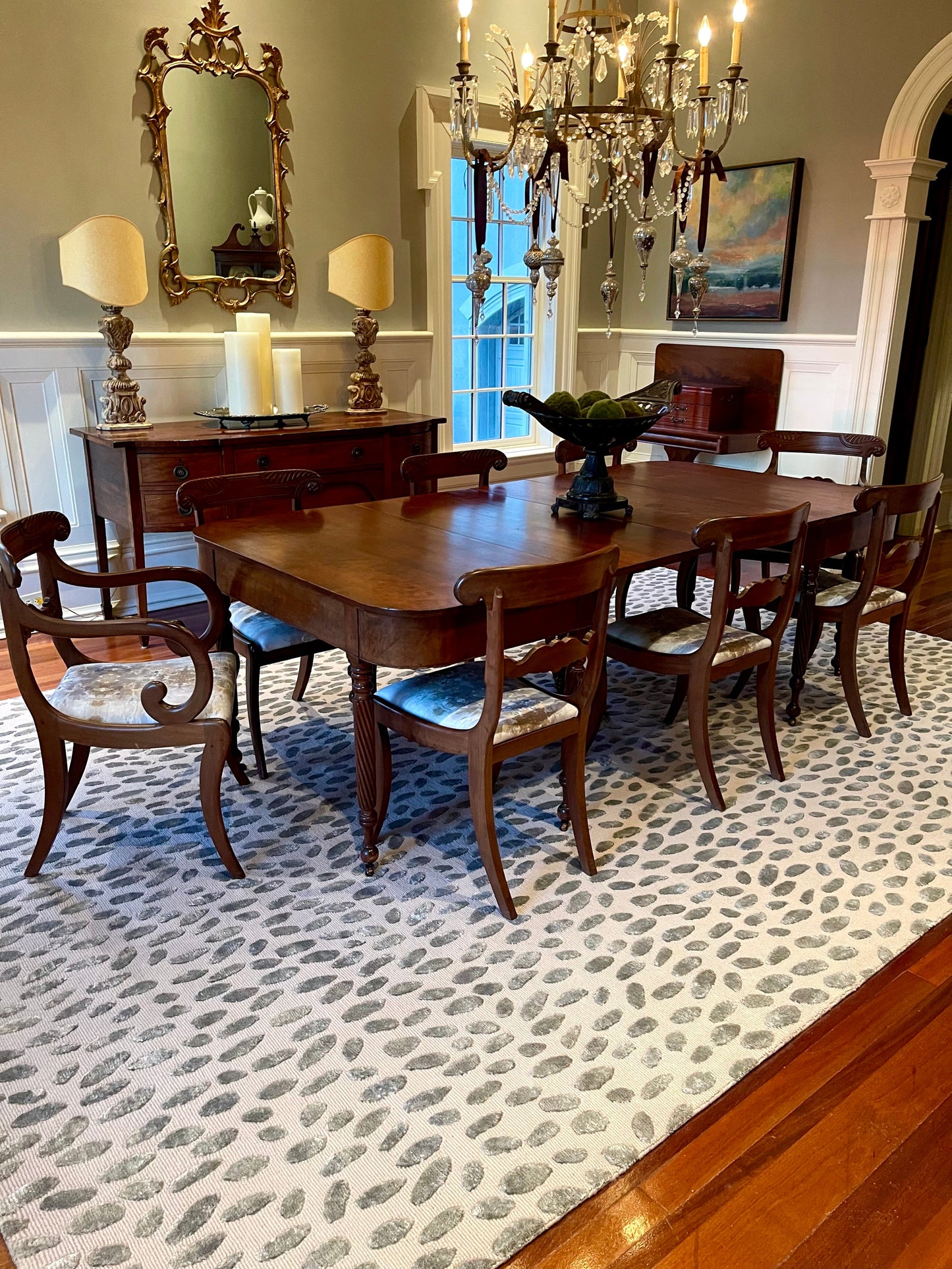 Jane in Pewter Silk Handcrafted Rug (ready to ship)