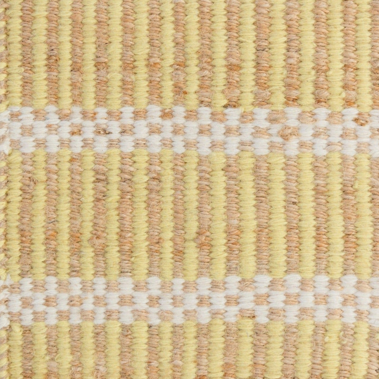Handwoven jute and wool rug with yellow, ivory, and natural stripes – Daffodil Yellow Jute & Wool Rug by Locust Lane Rugs