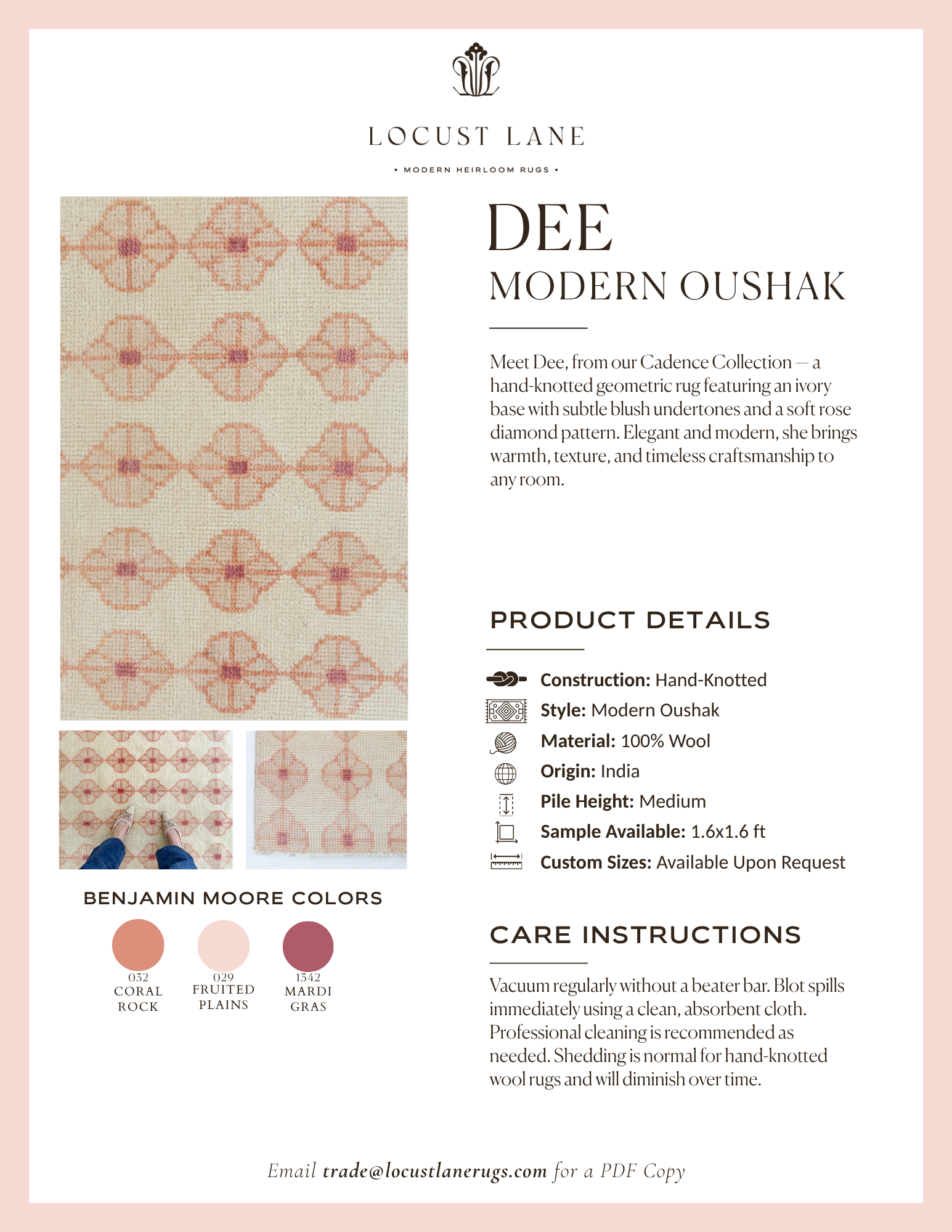 Dee Rugs Dee Modern Oushak Rug | Hand-Knotted Wool Area Rug | Locust Lane Rugs