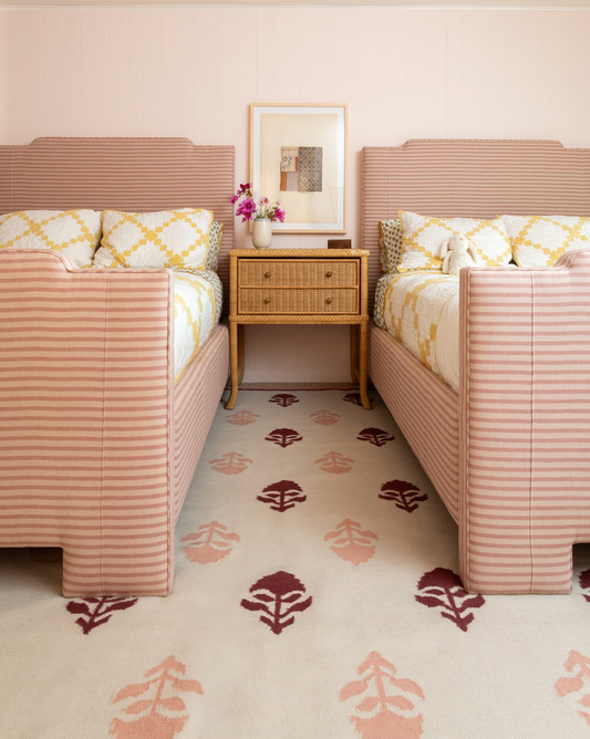 Cottage Floral Maroon & Pink Flatweave Rug