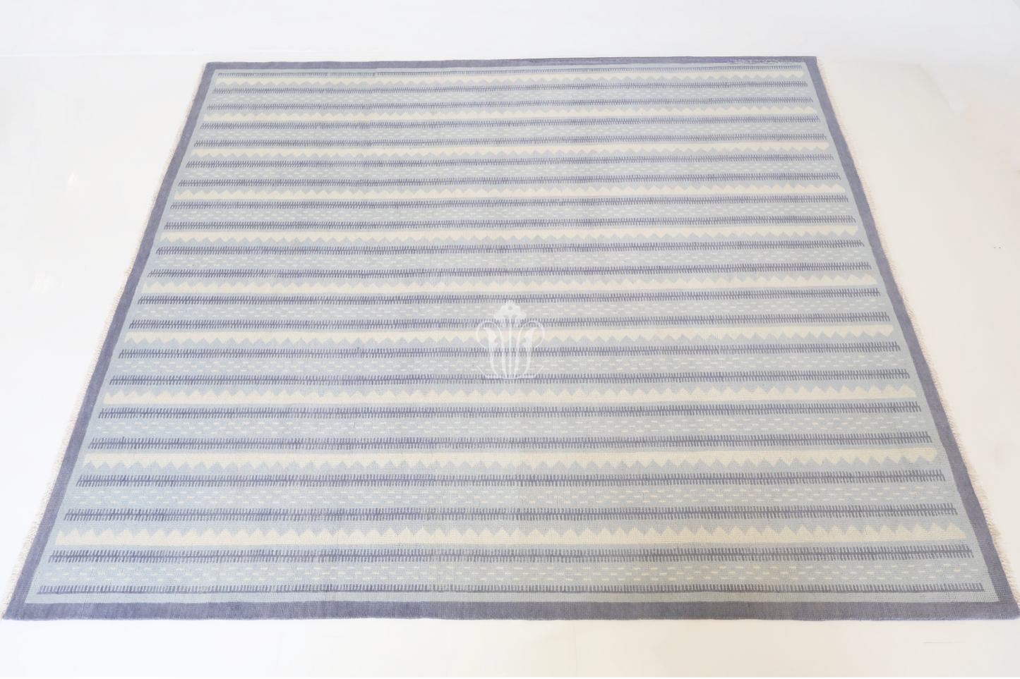Locust Lane x Chasing Paper |Heritage Stripe Blue Modern Oushak Rug
