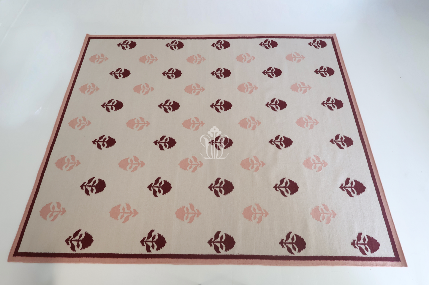 Locust Lane x Chasing Paper |Cottage Floral Maroon & Pink Flatweave Rug