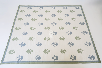 Locust Lane x Chasing Paper |Cottage Floral Blue & Green Flatweave Rug