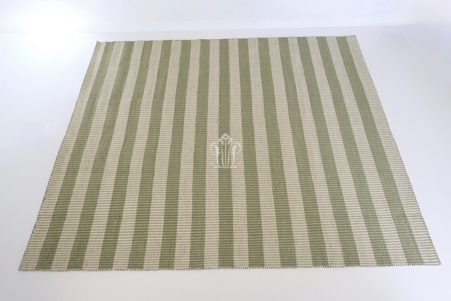 Locust Lane x Chasing Paper |Broken Stripe Green Jute & Wool Rug