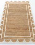 Cotton White Scalloped Edge Jute & Wool Combo Rug