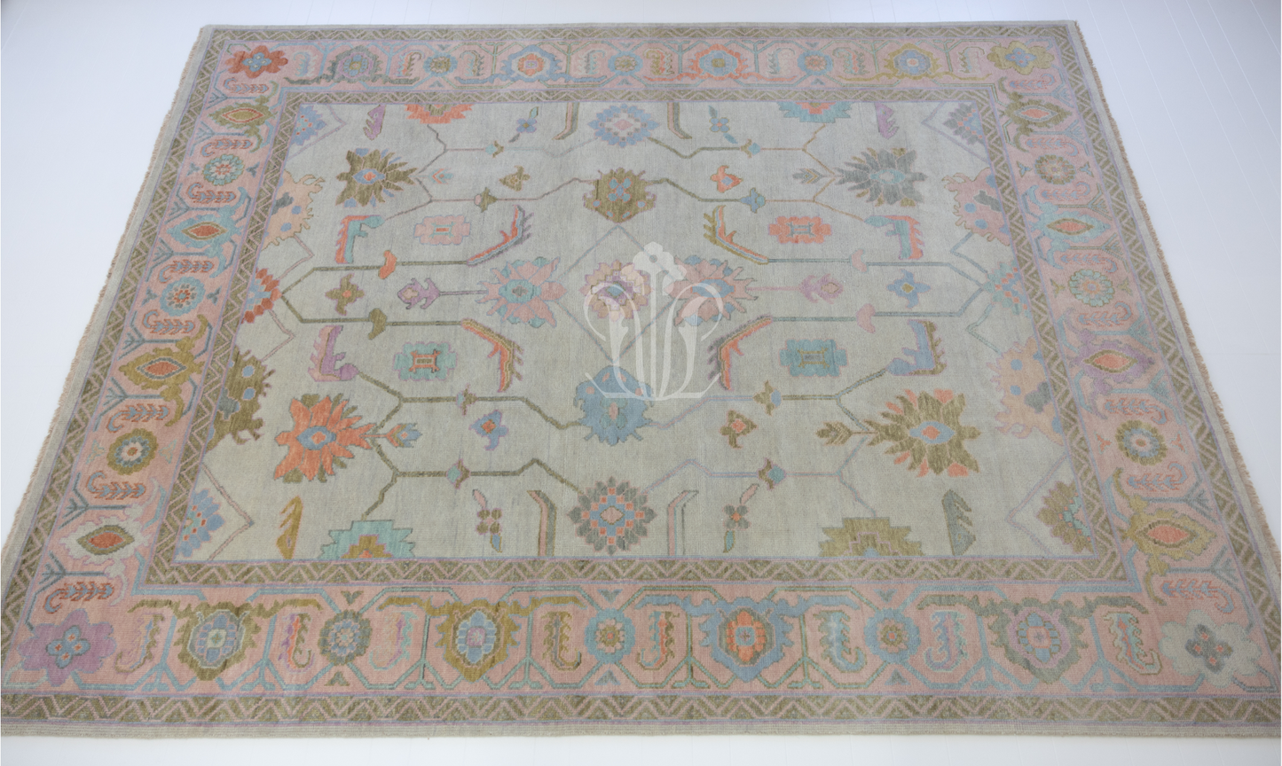 Full view of the Anabel hand-knotted modern Oushak wool rug