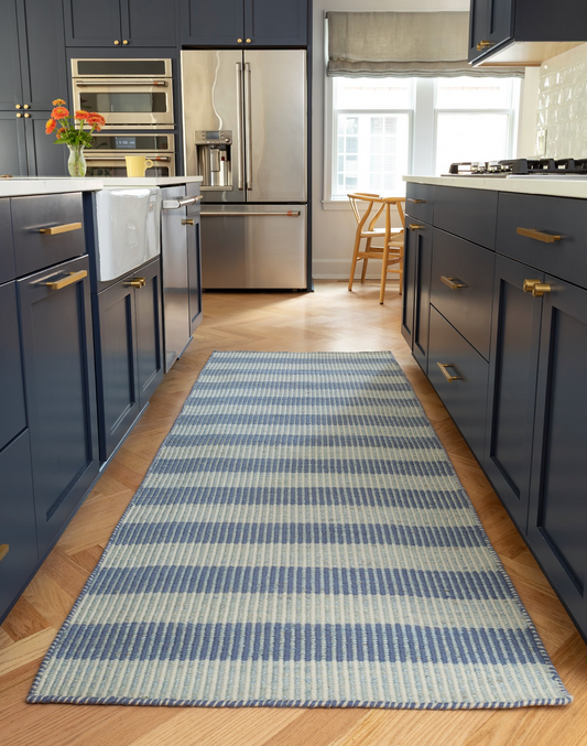 Locust Lane x Chasing Paper | Broken Stripe Blue Jute and Wool Rug