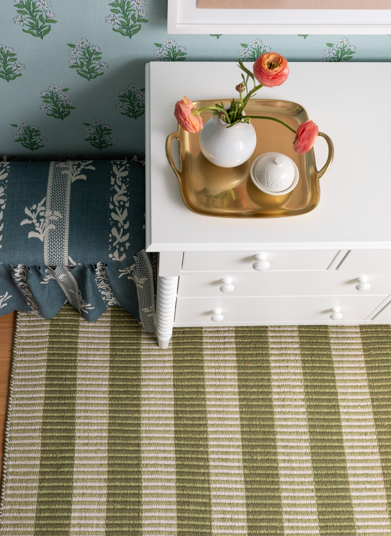 Locust Lane x Chasing Paper |Broken Stripe Green Jute & Wool Rug