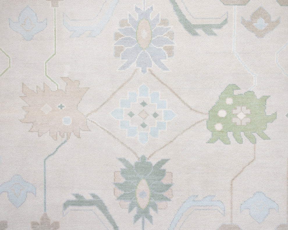 Fiona Rug – Hand-Knotted Wool Oushak in Ivory & Blue | Locust Lane ...