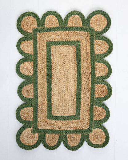 Forrest Green Scalloped Jute Rug  (in stock)