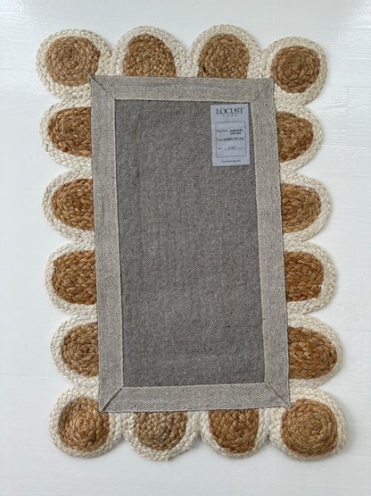 White Scalloped Jute Mini Rug (ready to ship)