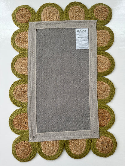 Grass Green Scalloped Jute Mini Rug (ready to ship)