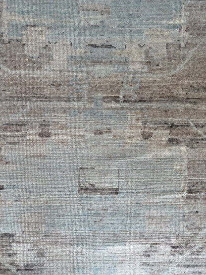 Distressed with Hints of Blue Modern Oushak Rug