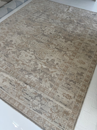 Traditional Neutral Modern Oushak Rug