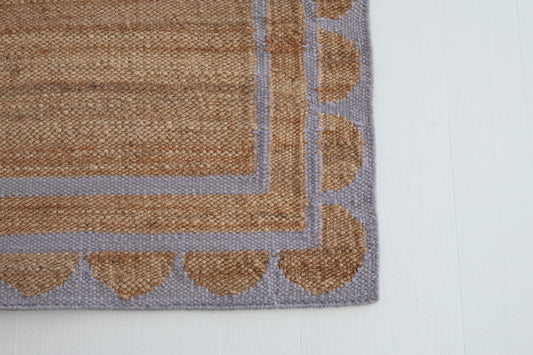 French Lilac Scalloped Edge Jute & Wool Combo Rug