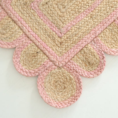 Light Pink Scalloped Jute Rug