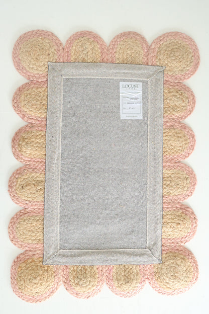 Light Pink Scalloped Jute Mini Rug
