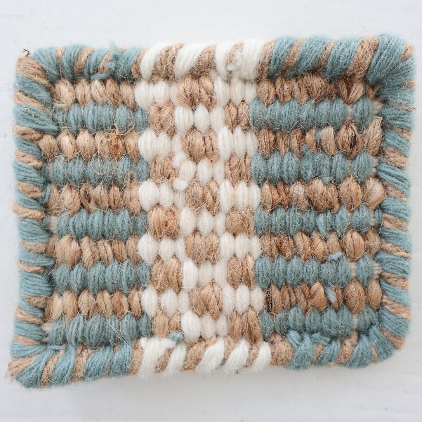 Sea Blue Jute & Wool Combo Rug Sample