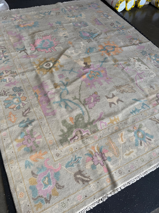 Colorful Grey Modern Oushak Rug
