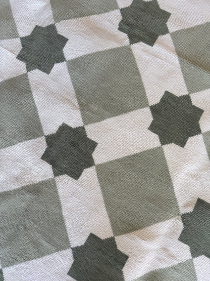 Green Lattice Modern Oushak Rug