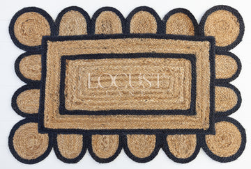Navy Scalloped Jute Mini Rug (in stock)
