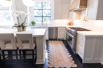 Sea Blue Scalloped Jute Rug (ready to ship)