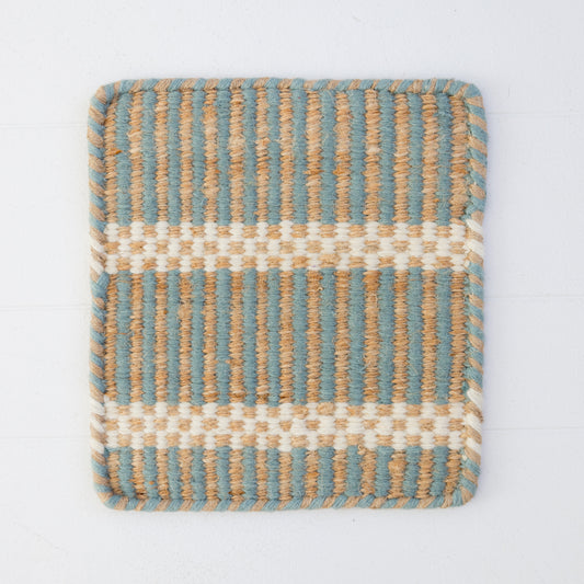 Sea Blue Jute & Wool Combo Rug (ready to ship)