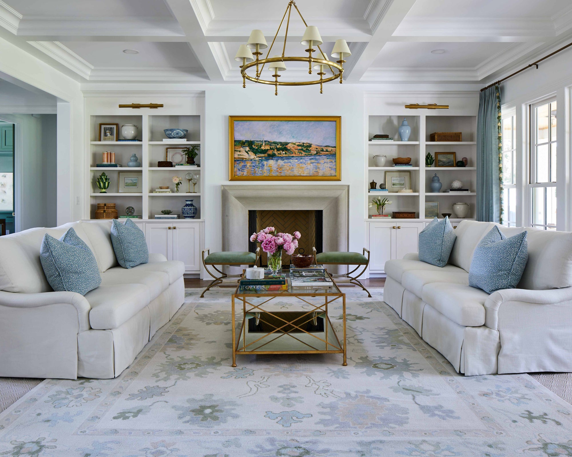 neutral hand knotted rug Opal in living room 