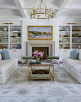 neutral hand knotted rug Opal in living room 