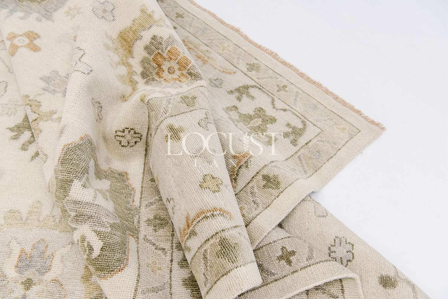neutral with warm tones hand knotted rug 