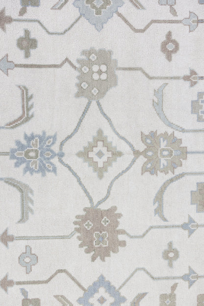 Pearl hand-knotted modern Oushak wool rug